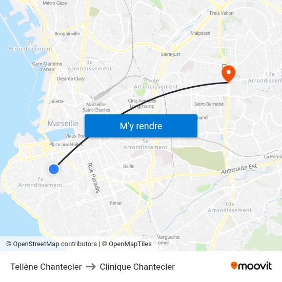 Tellène Chantecler to Clinique Chantecler map
