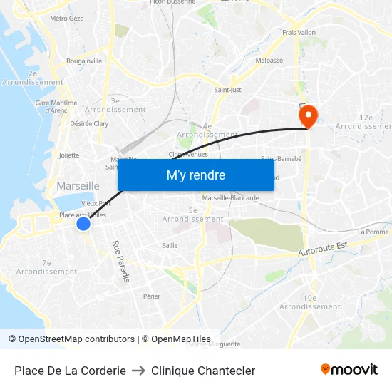 Place De La Corderie to Clinique Chantecler map