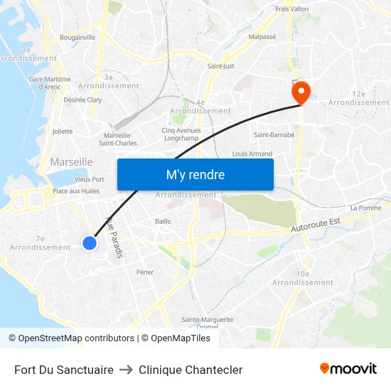 Fort Du Sanctuaire to Clinique Chantecler map