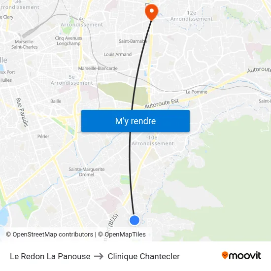 Le Redon La Panouse to Clinique Chantecler map