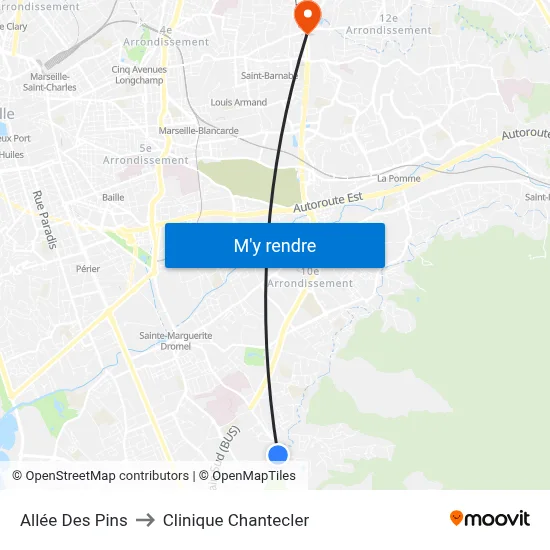 Allée Des Pins to Clinique Chantecler map