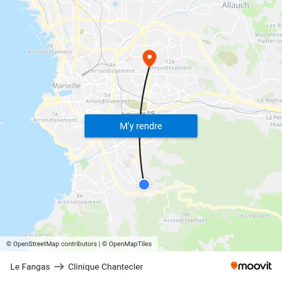 Le Fangas to Clinique Chantecler map