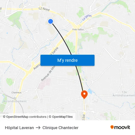 Hôpital Laveran to Clinique Chantecler map