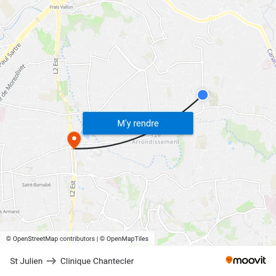 St Julien to Clinique Chantecler map