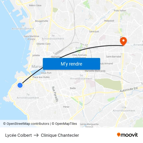 Lycée Colbert to Clinique Chantecler map