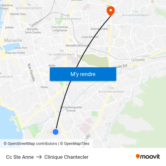 Cc Ste Anne to Clinique Chantecler map