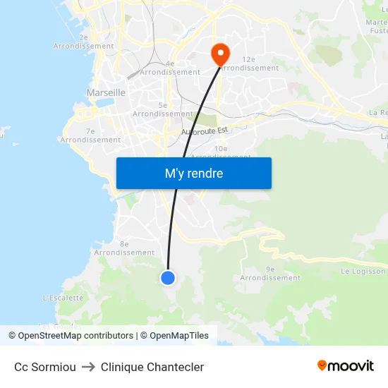 Cc Sormiou to Clinique Chantecler map