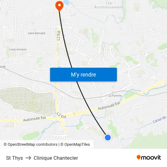 St Thys to Clinique Chantecler map
