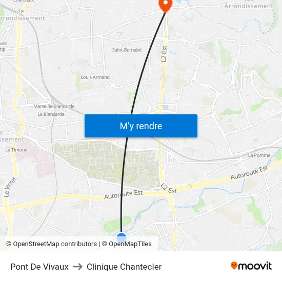 Pont De Vivaux to Clinique Chantecler map