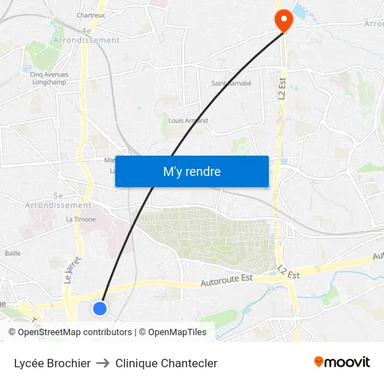 Lycée Brochier to Clinique Chantecler map