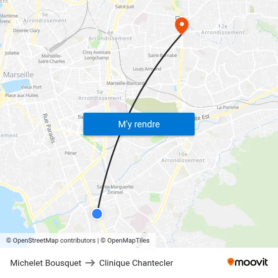Michelet Bousquet to Clinique Chantecler map