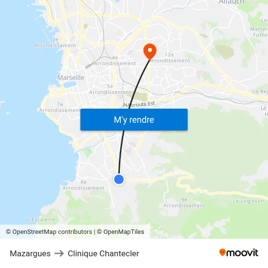 Mazargues to Clinique Chantecler map