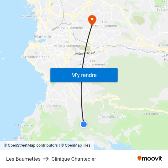 Les Baumettes to Clinique Chantecler map