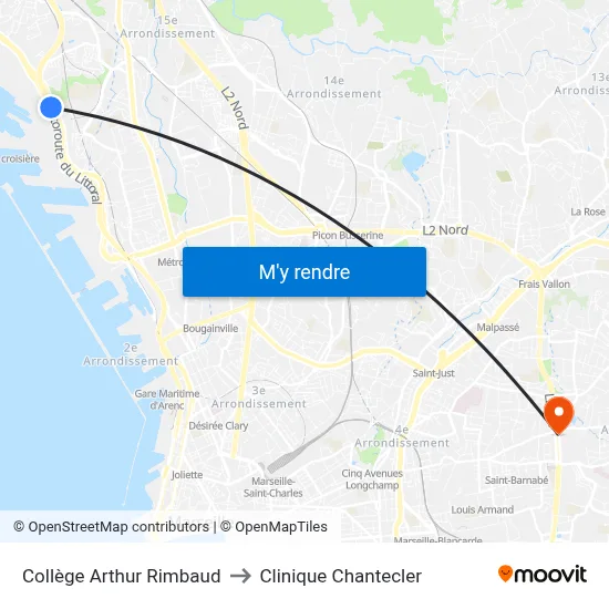 Collège Arthur Rimbaud to Clinique Chantecler map