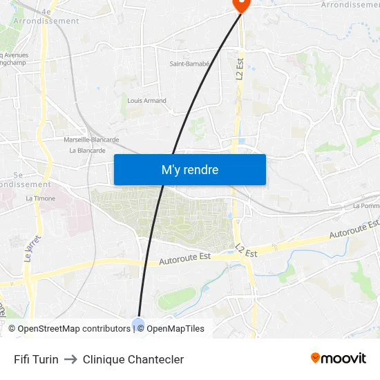 Fifi Turin to Clinique Chantecler map