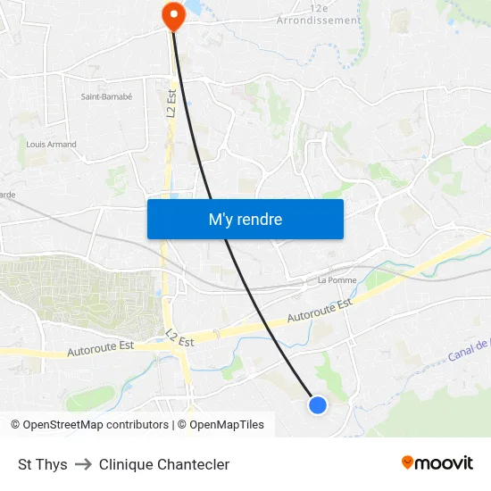 St Thys to Clinique Chantecler map