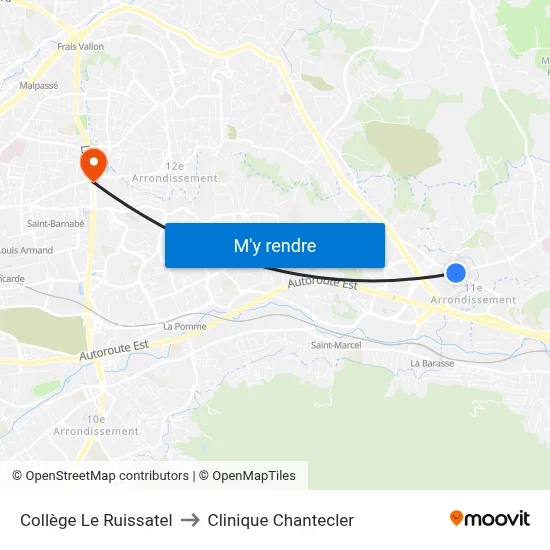 Collège Le Ruissatel to Clinique Chantecler map