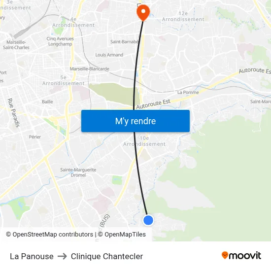 La Panouse to Clinique Chantecler map
