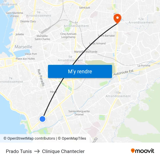 Prado Tunis to Clinique Chantecler map