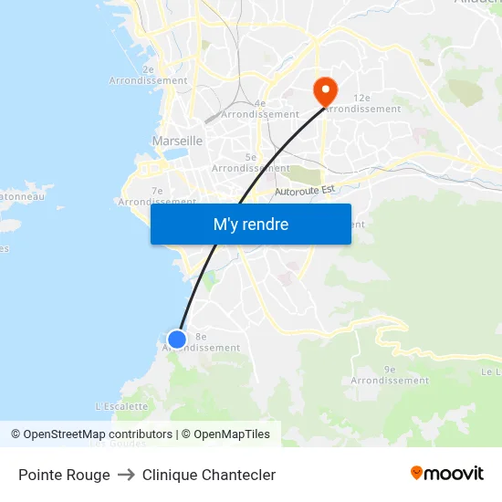 Pointe Rouge to Clinique Chantecler map