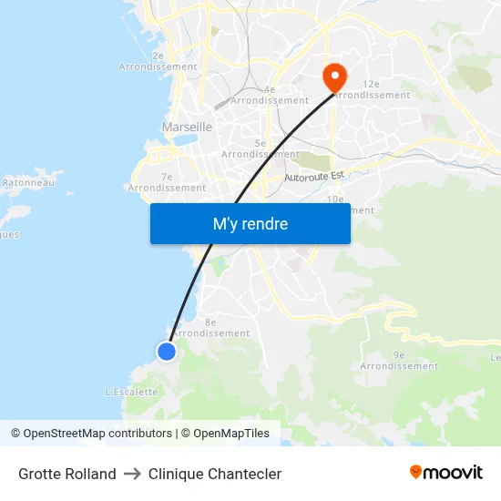Grotte Rolland to Clinique Chantecler map