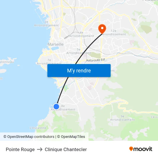 Pointe Rouge to Clinique Chantecler map