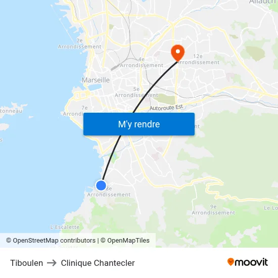 Tiboulen to Clinique Chantecler map