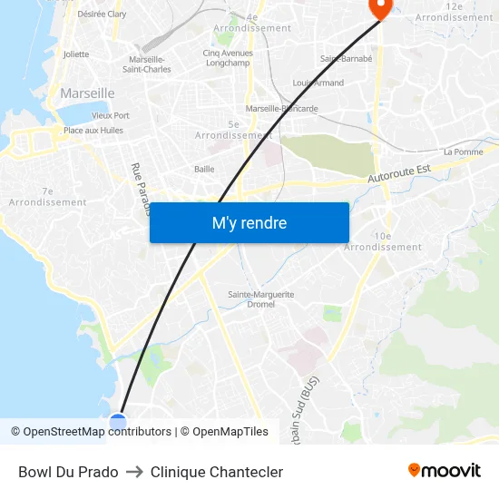 Bowl Du Prado to Clinique Chantecler map