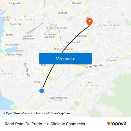 Rond-Point Du Prado to Clinique Chantecler map