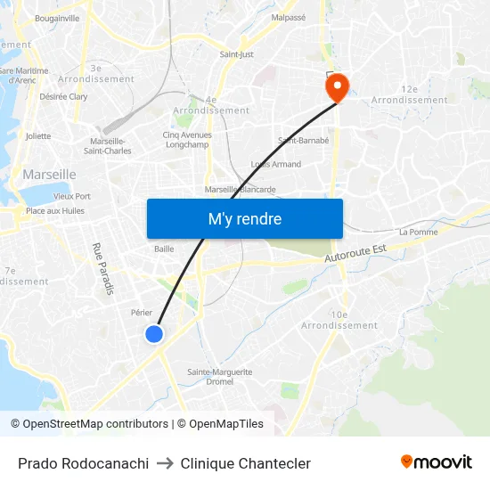 Prado Rodocanachi to Clinique Chantecler map