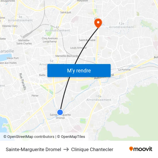 Sainte-Marguerite Dromel to Clinique Chantecler map