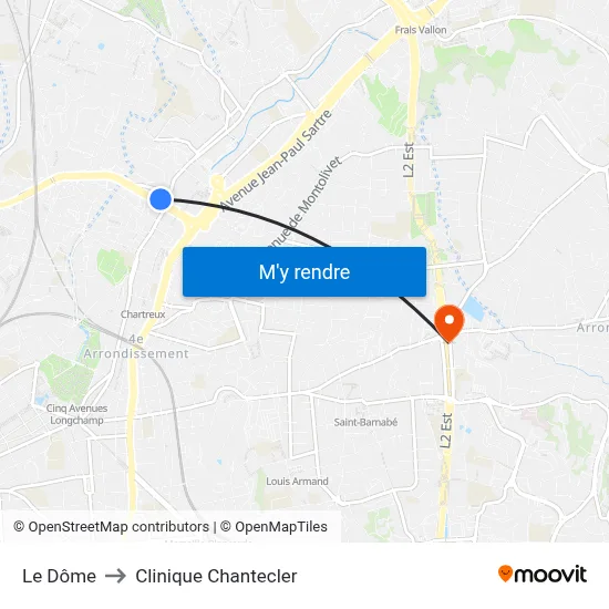 Le Dôme to Clinique Chantecler map