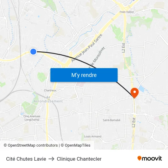 Cité Chutes Lavie to Clinique Chantecler map