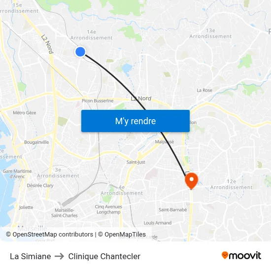 La Simiane to Clinique Chantecler map