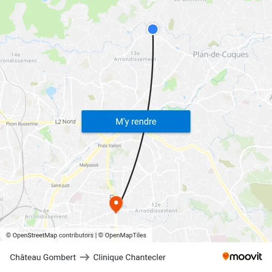 Château Gombert to Clinique Chantecler map