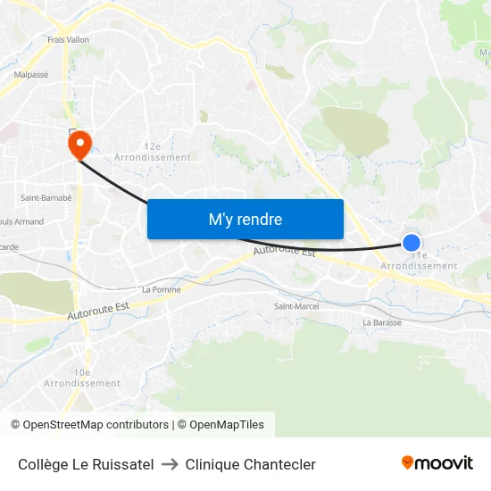 Collège Le Ruissatel to Clinique Chantecler map
