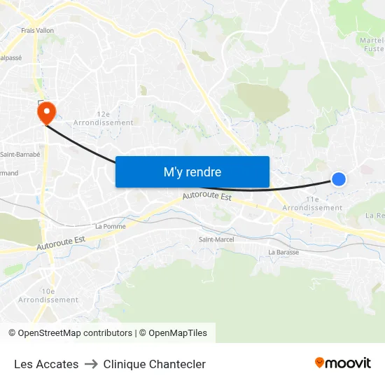 Les Accates to Clinique Chantecler map