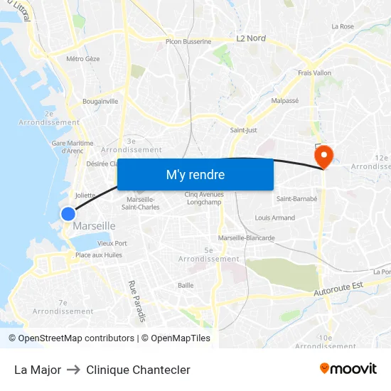 La Major to Clinique Chantecler map