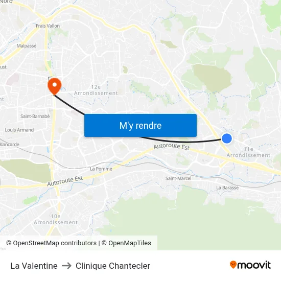 La Valentine to Clinique Chantecler map