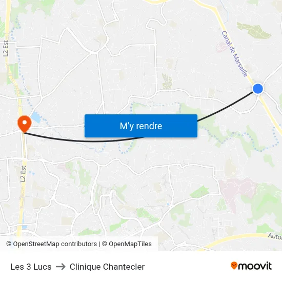 Les 3 Lucs to Clinique Chantecler map