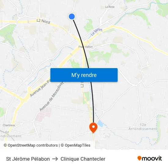 St Jérôme Pélabon to Clinique Chantecler map