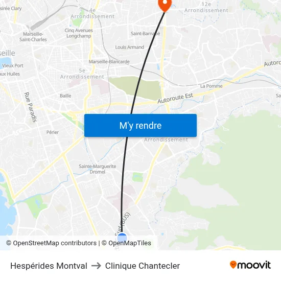 Hespérides Montval to Clinique Chantecler map