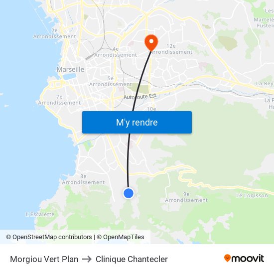 Morgiou Vert Plan to Clinique Chantecler map