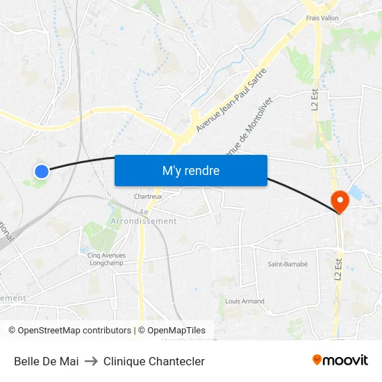 Belle De Mai to Clinique Chantecler map
