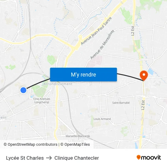 Lycée St Charles to Clinique Chantecler map