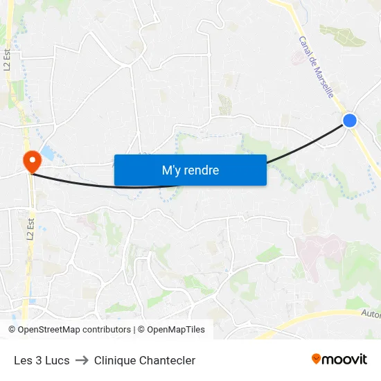 Les 3 Lucs to Clinique Chantecler map