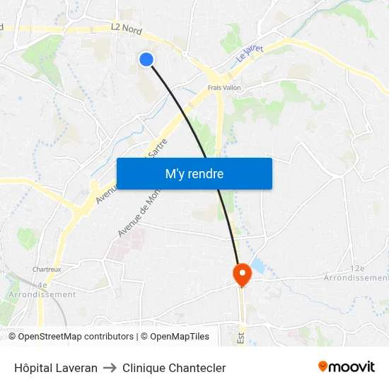 Hôpital Laveran to Clinique Chantecler map
