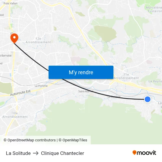 La Solitude to Clinique Chantecler map