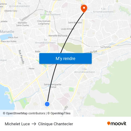 Michelet Luce to Clinique Chantecler map