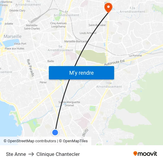 Ste Anne to Clinique Chantecler map